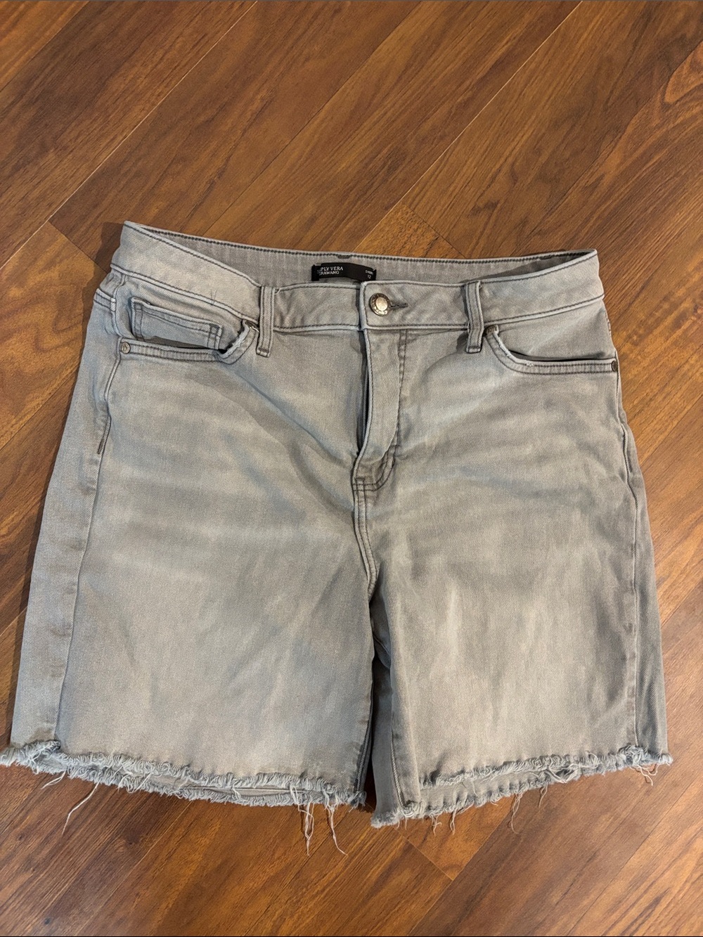 Light Gray Frayed Hem Denim Shorts Simply Vera 12